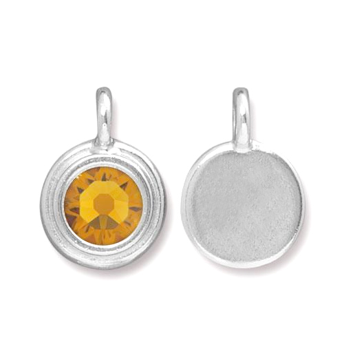 Charms & Solderable Accents Silver Plated Crystal Topaz Charm-November (Topaz)